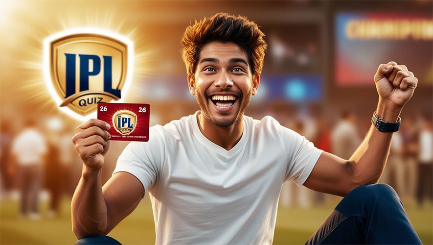A 25 years boy celebrating IPL quiz wining moment